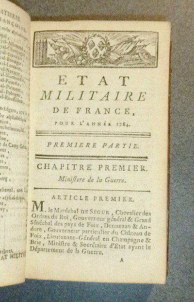État militaire de France pour l'Année 1784. Vingt sixième édition