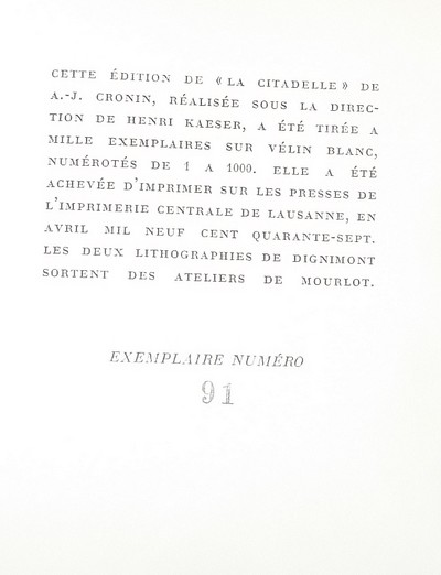 La citadelle (2 volumes)