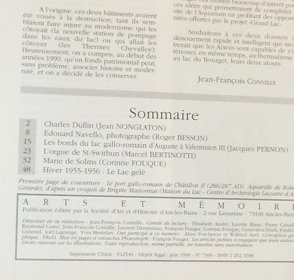 Arts et mémoire d'Aix-les-Bains N° 13 - Charles Dullin - le lac Gallo-romain - L'orgue de St-Swithun - Marie de Solms