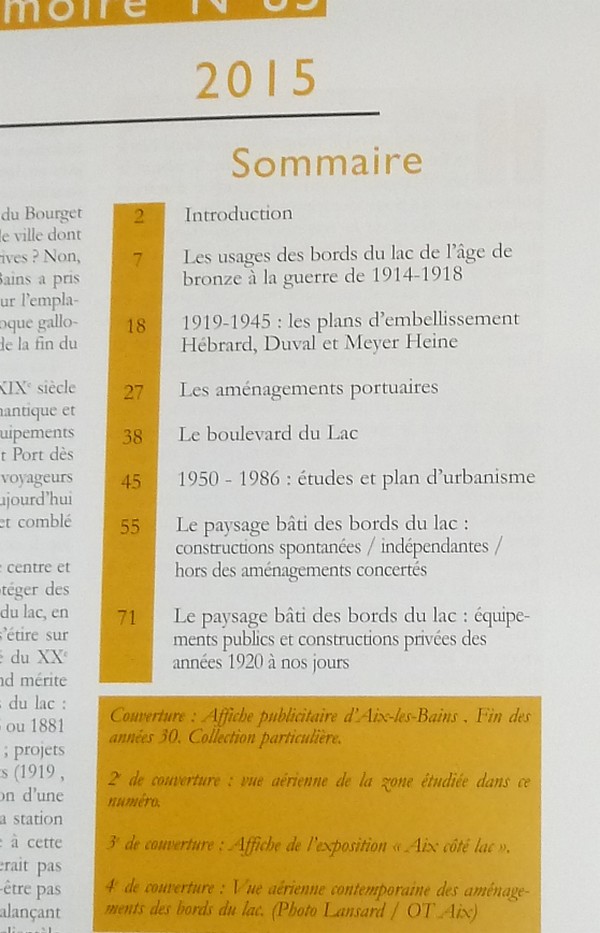 Arts et mémoire d'Aix-les-Bains N° 85 - L'aménagement des bords du lac jusqu'à la fin du XXe siècle