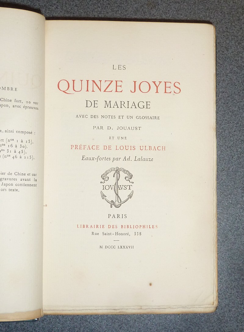 Les quinze joyes du mariage. Avec des notes et un glossaire par D. Jouaust