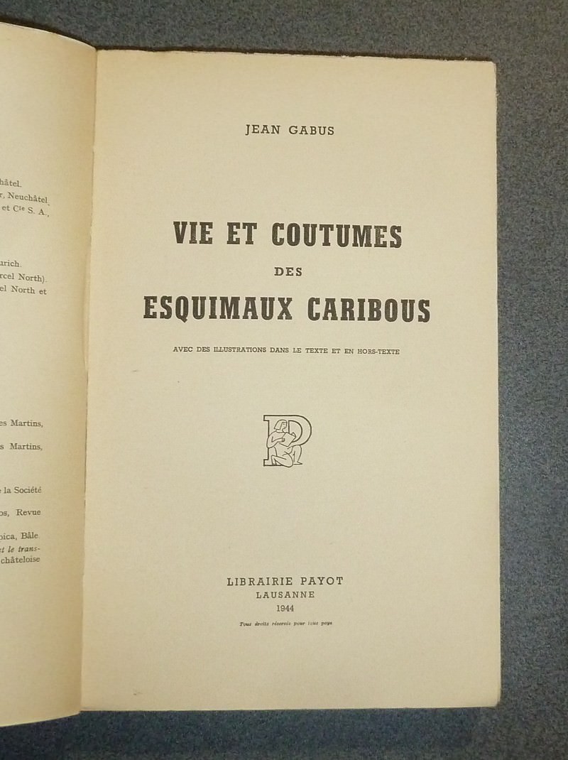 Vie et coutumes des esquimaux Caribous