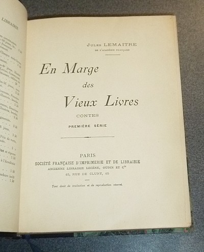 En marge des vieux livres. Contes. Première et deuxième série (2 volumes)