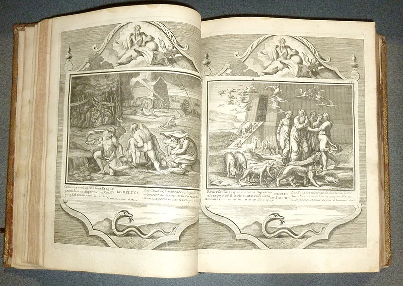 Histoire Sacrée de la Providence et de la conduite de Dieu sur les Hommes depuis le commencement du Monde jusqu'aux temps prédits de l'Apocalypse,tirée de l'Ancien et Nouveau Testament,représentée en 500 tableaux gravez d'après Raphael, autres Maitre