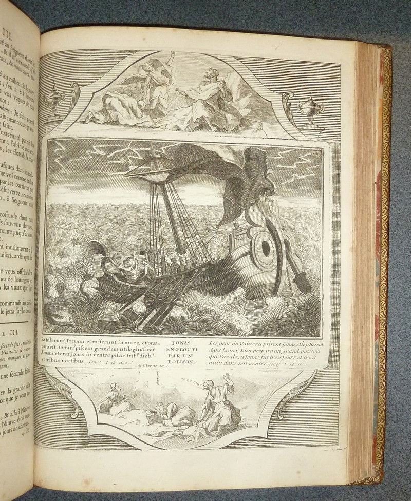 Histoire Sacrée de la Providence et de la conduite de Dieu sur les Hommes depuis le commencement du Monde jusqu'aux temps prédits de l'Apocalypse,tirée de l'Ancien et Nouveau Testament,représentée en 500 tableaux gravez d'après Raphael, autres Maitre