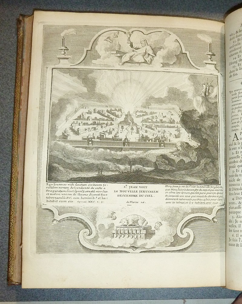 Histoire Sacrée de la Providence et de la conduite de Dieu sur les Hommes depuis le commencement du Monde jusqu'aux temps prédits de l'Apocalypse,tirée de l'Ancien et Nouveau Testament,représentée en 500 tableaux gravez d'après Raphael, autres Maitre