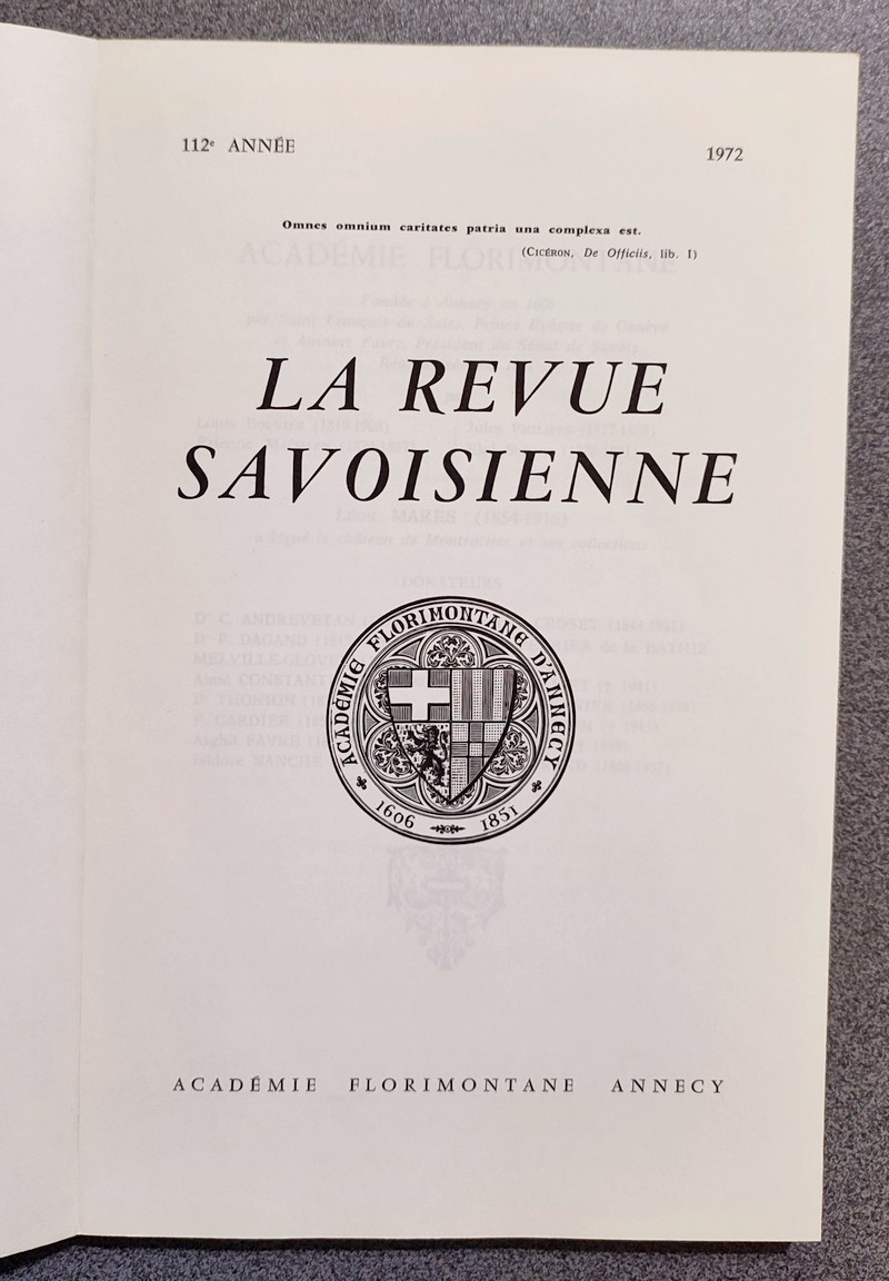 Revue Savoisienne, 1972, 112 ème année