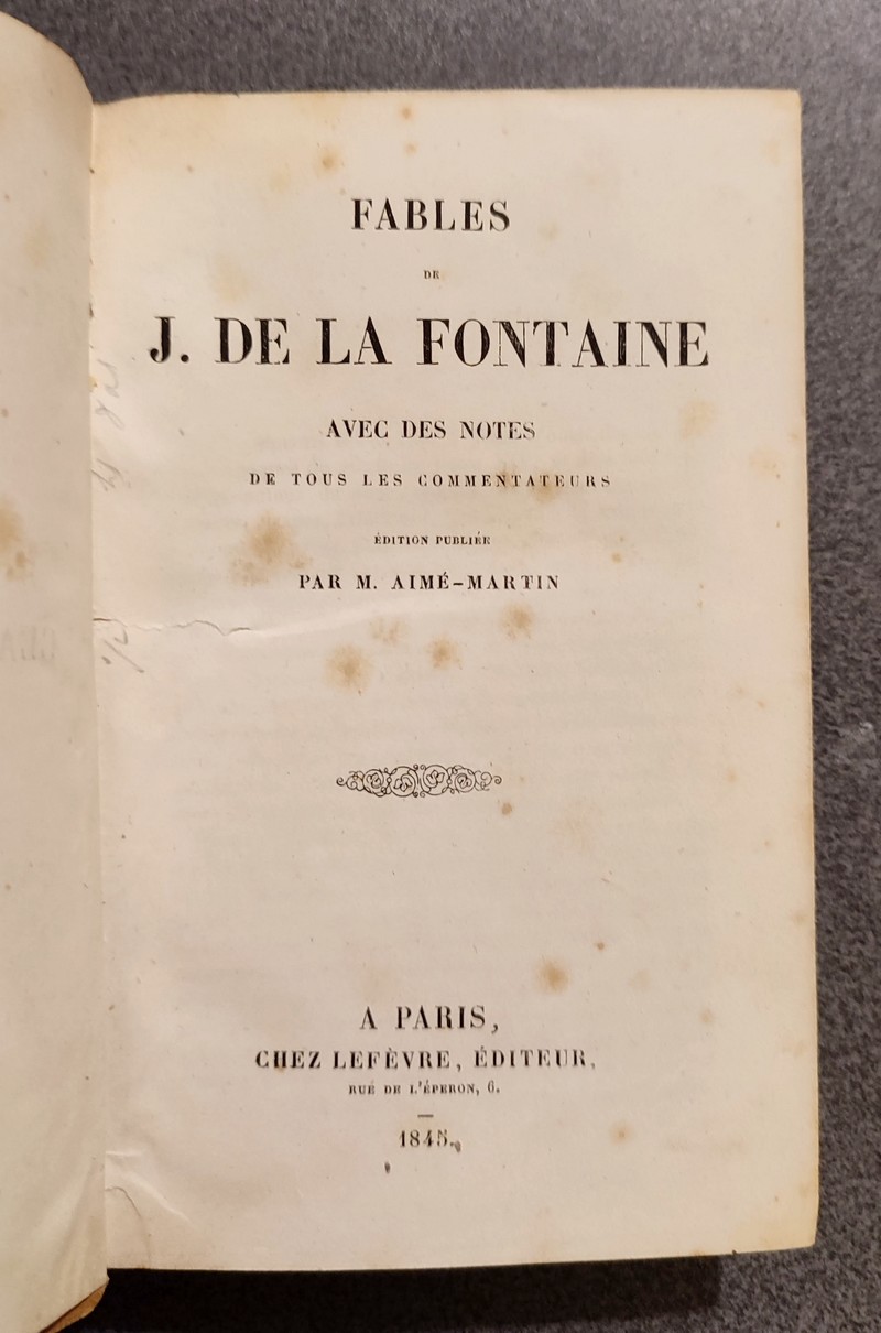 Fables de J. de La Fontaine, avec des notes de tous les commentateurs