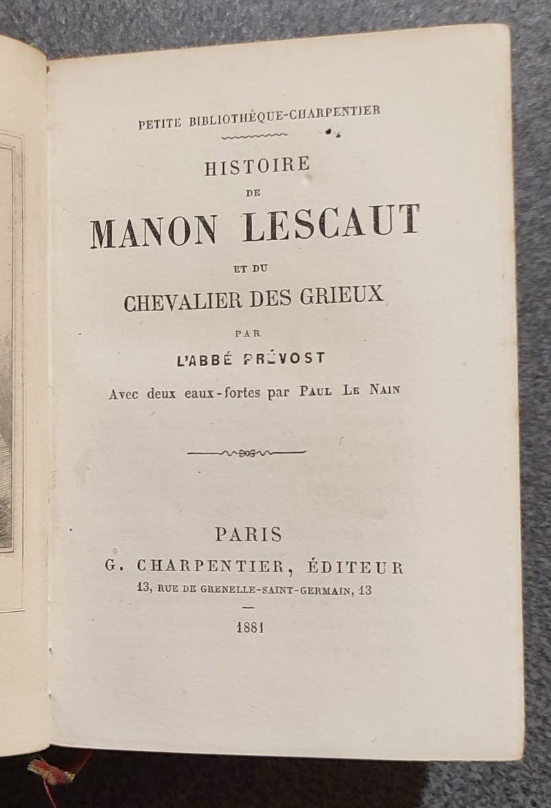 Histoire de Manon Lescaut et du Chevalier des Grieux