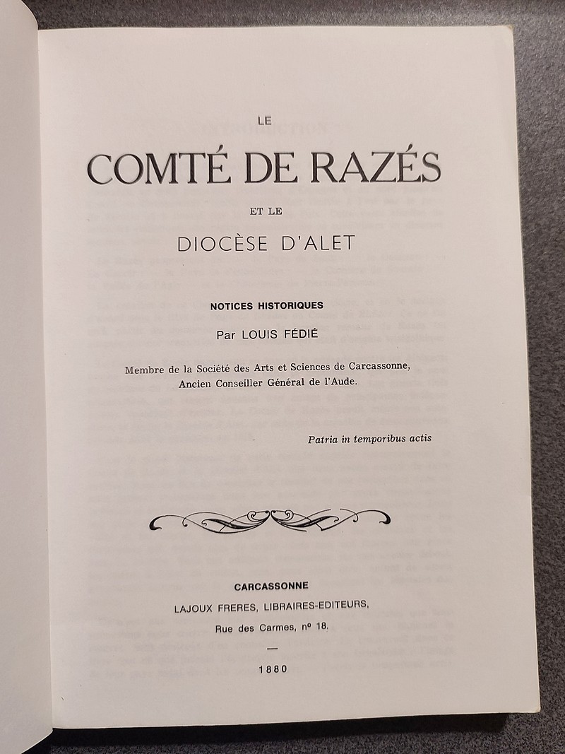 Le Comté de Razès et le Diocèse d'Alet. Notices historiques