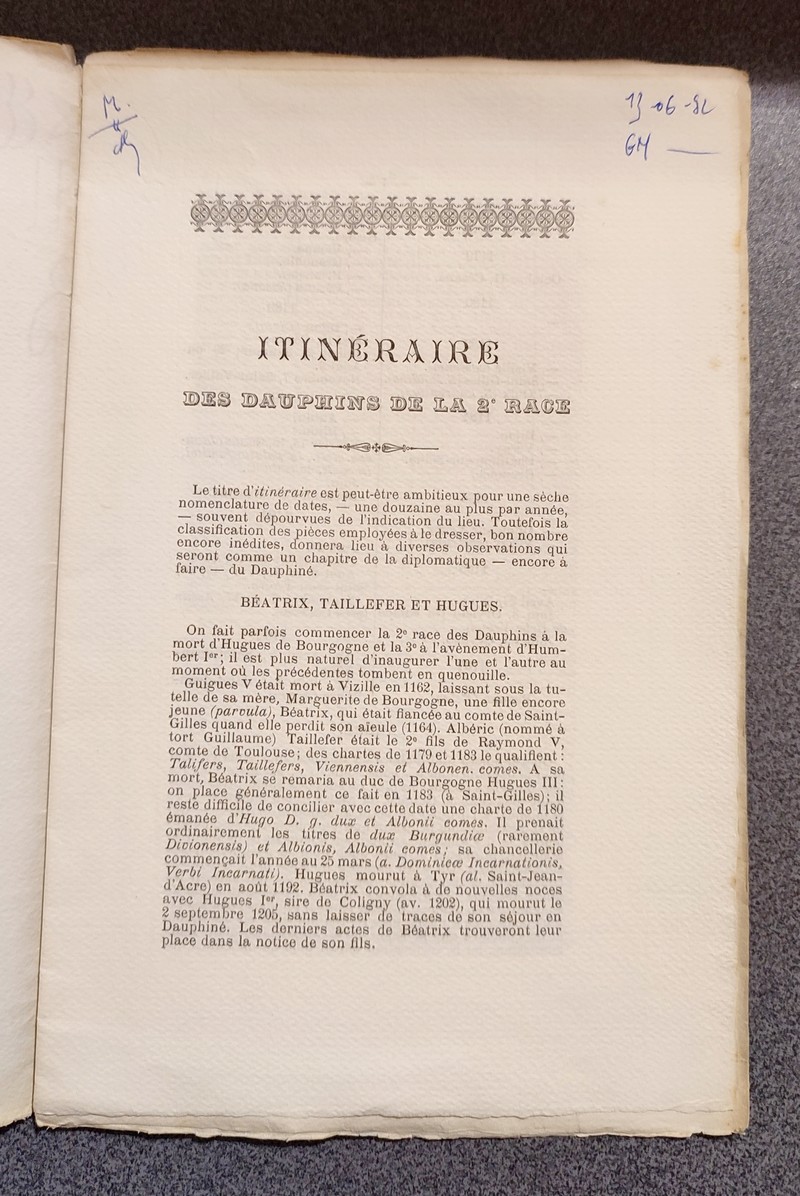 Itinéraire des Dauphins de Viennois de la seconde Race