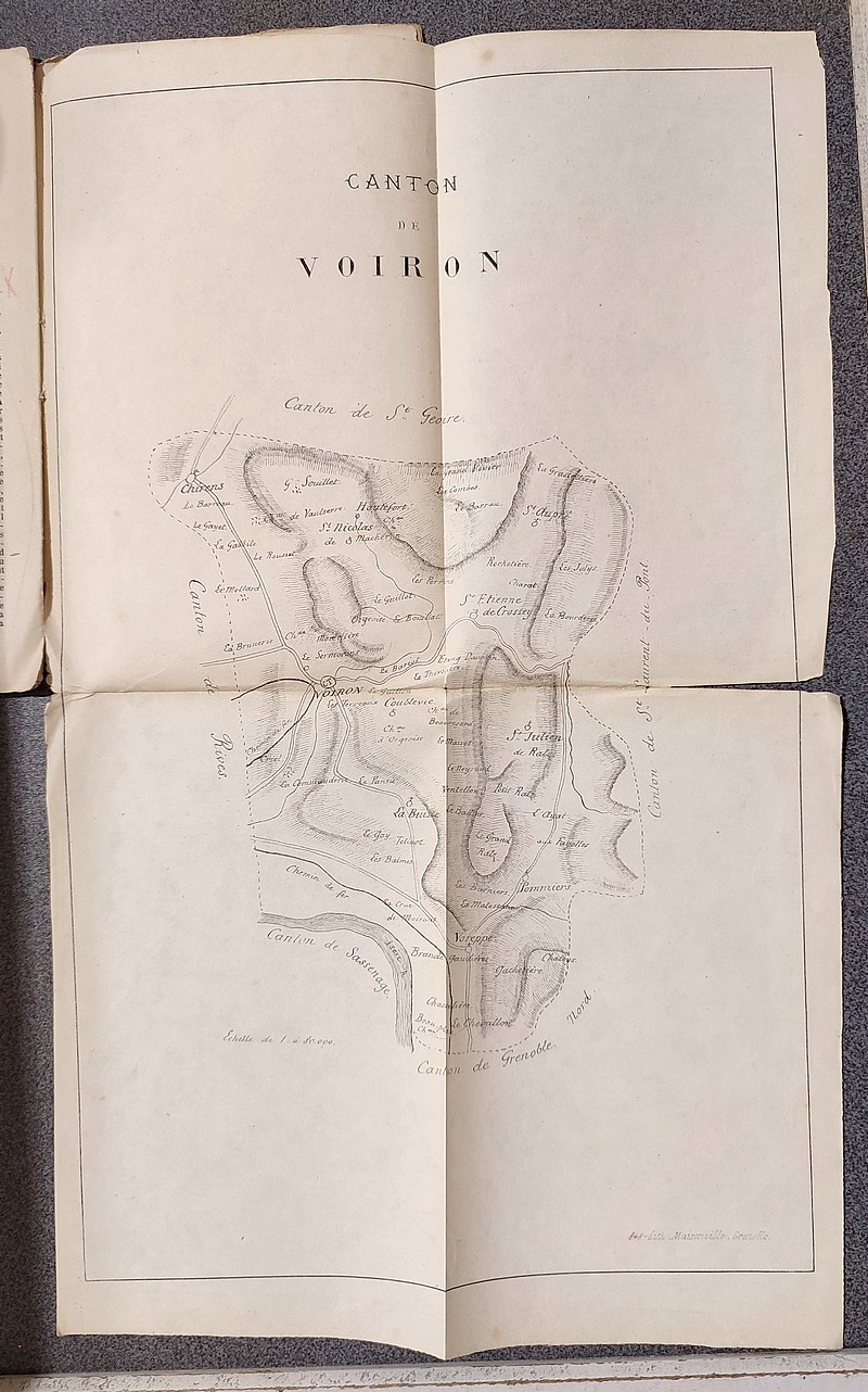 Description de Voiron et des communes qui forment le Canton : Voiron, Voreppe (monastère de Chalais), La Buisse, Comblevie, Saint-etienne-de-Crossey, Saint-Aupre, Pommiers, Saint-Julien-de-Ratz, Chirens, Saint Nicolas de Macherin (Tour Clermon)