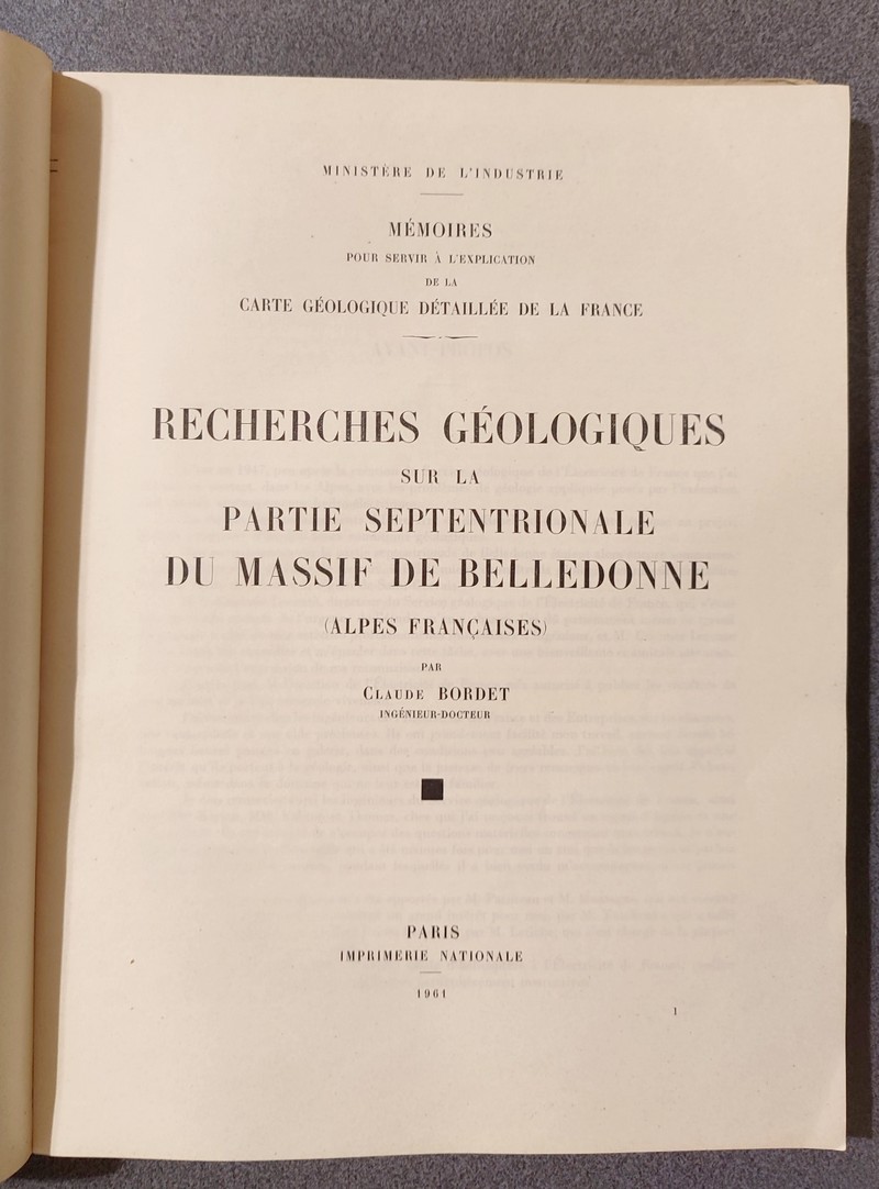 Recherches géologiques sur la partie septentrionale du Massif des Belledonne (Alpes françaises)