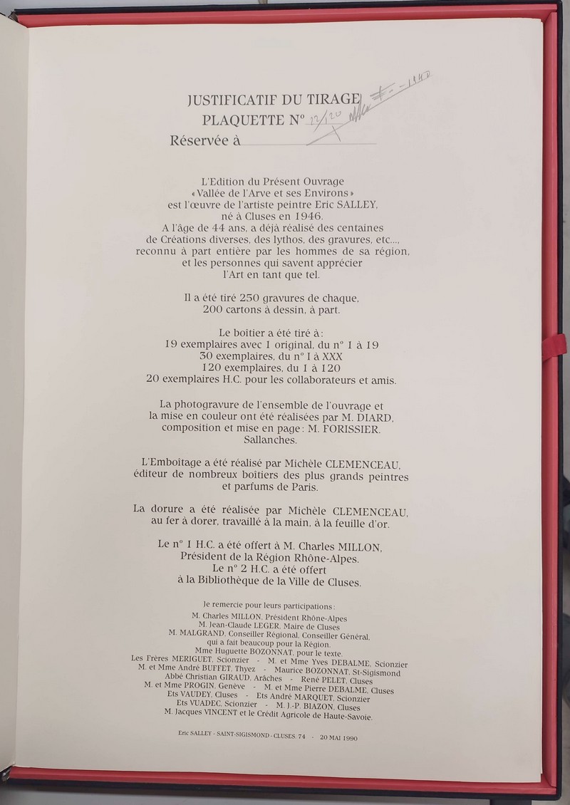 Vallée de l'Arve et environs. Gravures du Peintre Eric Salley. Cluses - Scionzier - Marnaz - Thyez - Marignier - Magland - Araches - La Frasse - Taninges - Samoens - Saint Sigismond