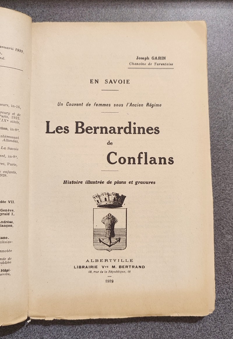 Les Bernardines de Conflans. En Savoie, un Couvent de femmes sous l'ancien régime