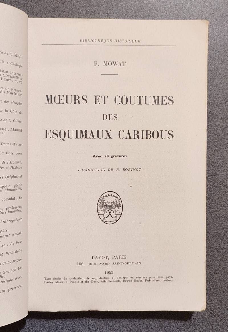 Moeurs et coutumes des esquimaux cariboux