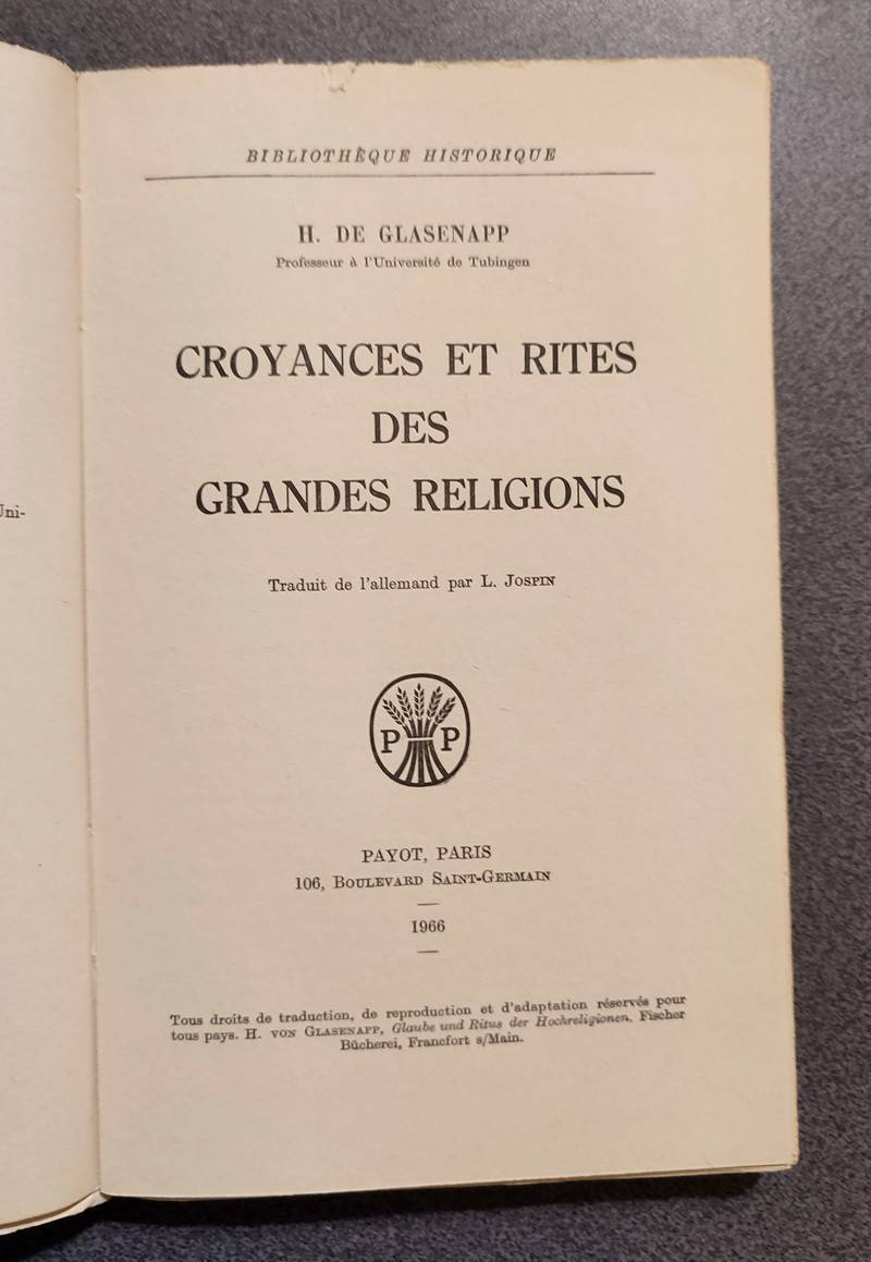 Croyances et Rites des Grandes religions