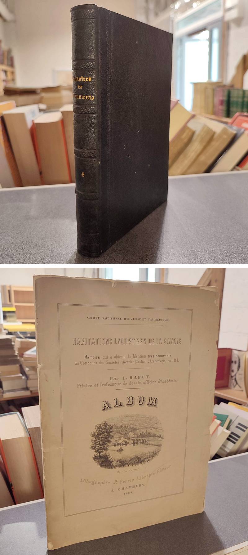 Mémoires et Documents de la Société Savoisienne d'Histoire et d'Archéologie. Tome 8 (VIII), 1864 + L'album des Habitations lacustres de la Savoie avec 16 lithographies en petit folio