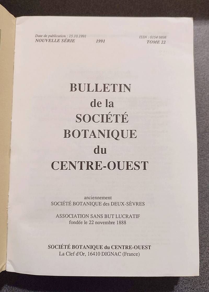 Bulletin de la société botanique du Centre-ouest, Tome 22 - 1991