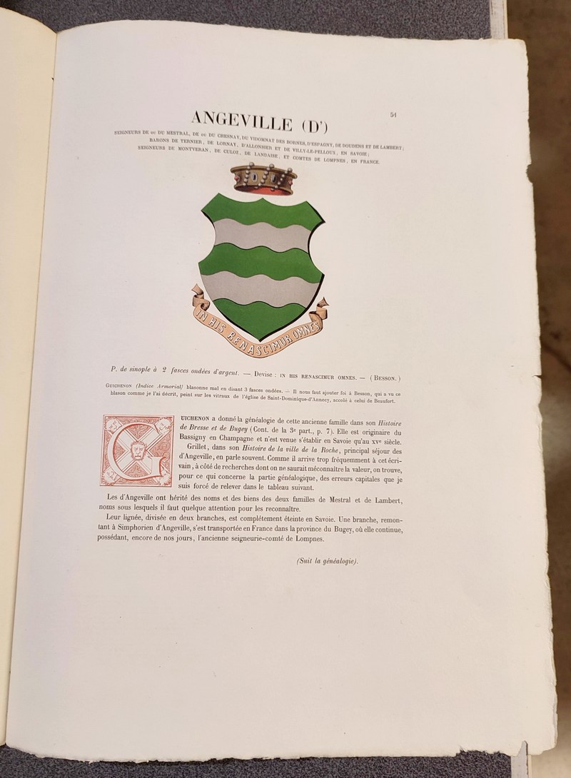 Armorial et Nobiliaire de l'Ancien Duché de Savoie (Tome I - livraison 4)