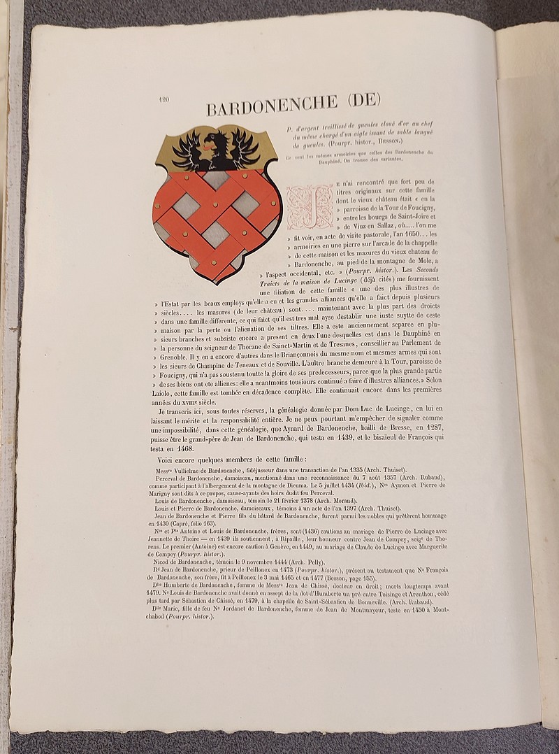 Armorial et Nobiliaire de l'Ancien Duché de Savoie (Tome I - livraison 7)