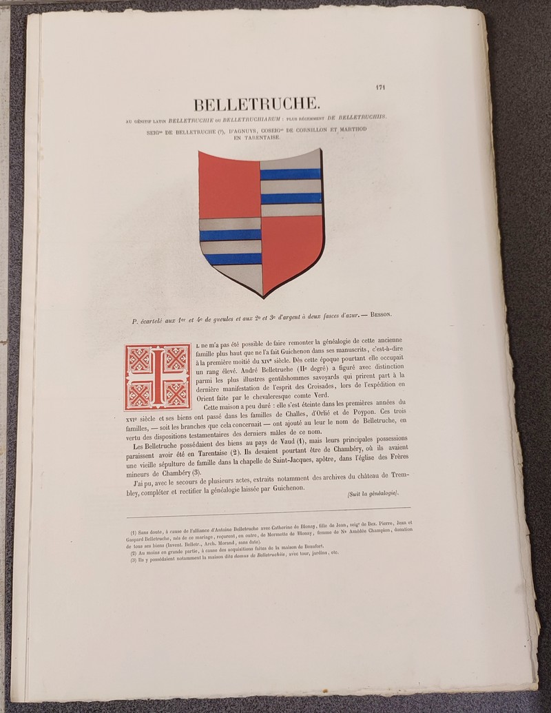 Armorial et Nobiliaire de l'Ancien Duché de Savoie (Tome I - livraison 10)