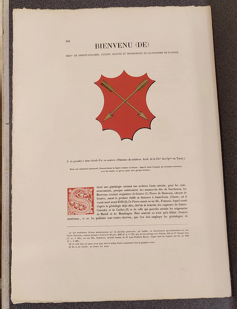 Armorial et Nobiliaire de l'Ancien Duché de Savoie (Tome I - livraison 12)