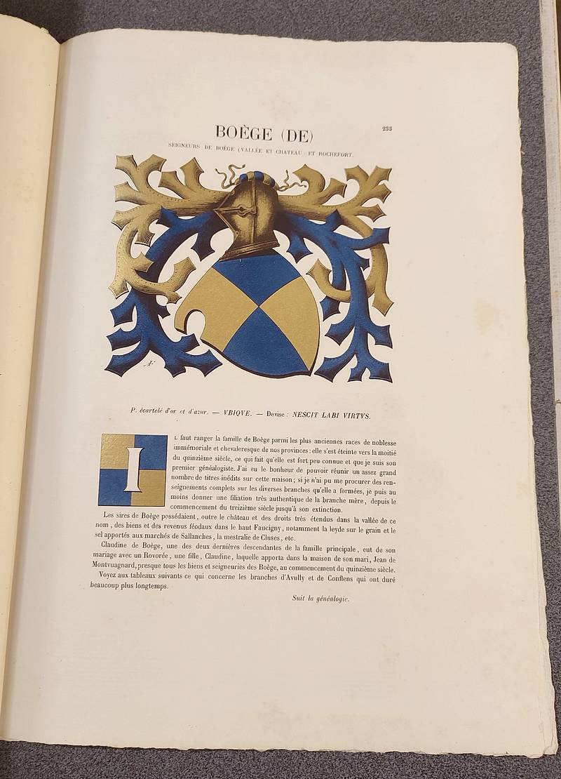 Livre ancien Savoie - Armorial et Nobiliaire de l'Ancien Duché de Savoie (Tome I - livraison 14) - Foras, Le Cte E. Amédée de