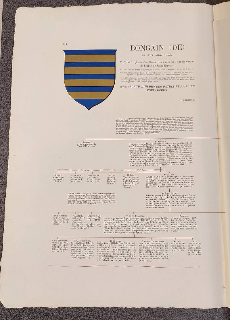 Armorial et Nobiliaire de l'Ancien Duché de Savoie (Tome I - livraison 15)