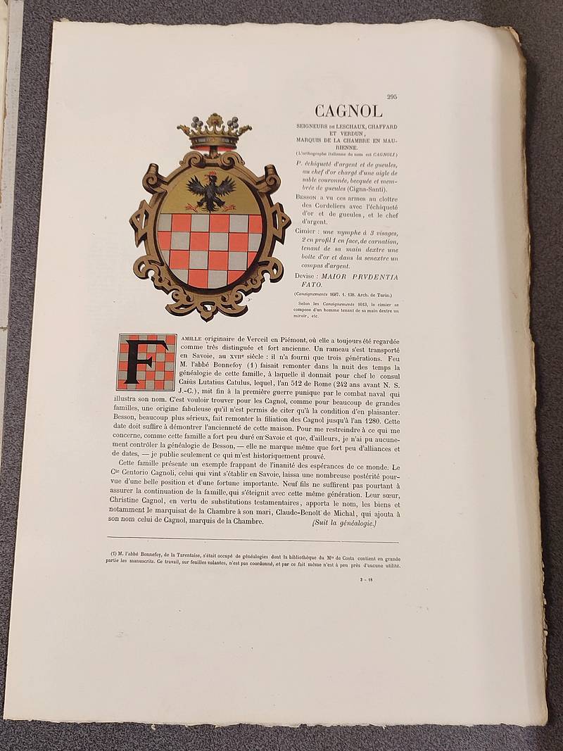 Armorial et Nobiliaire de l'Ancien Duché de Savoie (Tome I - livraison 18)