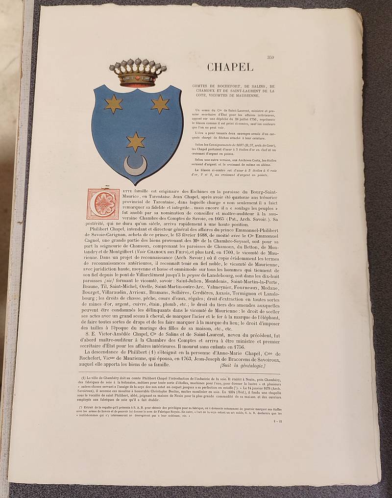 Armorial et Nobiliaire de l'Ancien Duché de Savoie (Tome I - livraison 22)