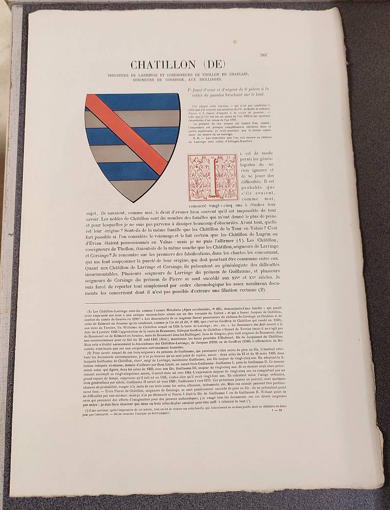 Armorial et Nobiliaire de l'Ancien Duché de Savoie (Tome I - livraison 24)