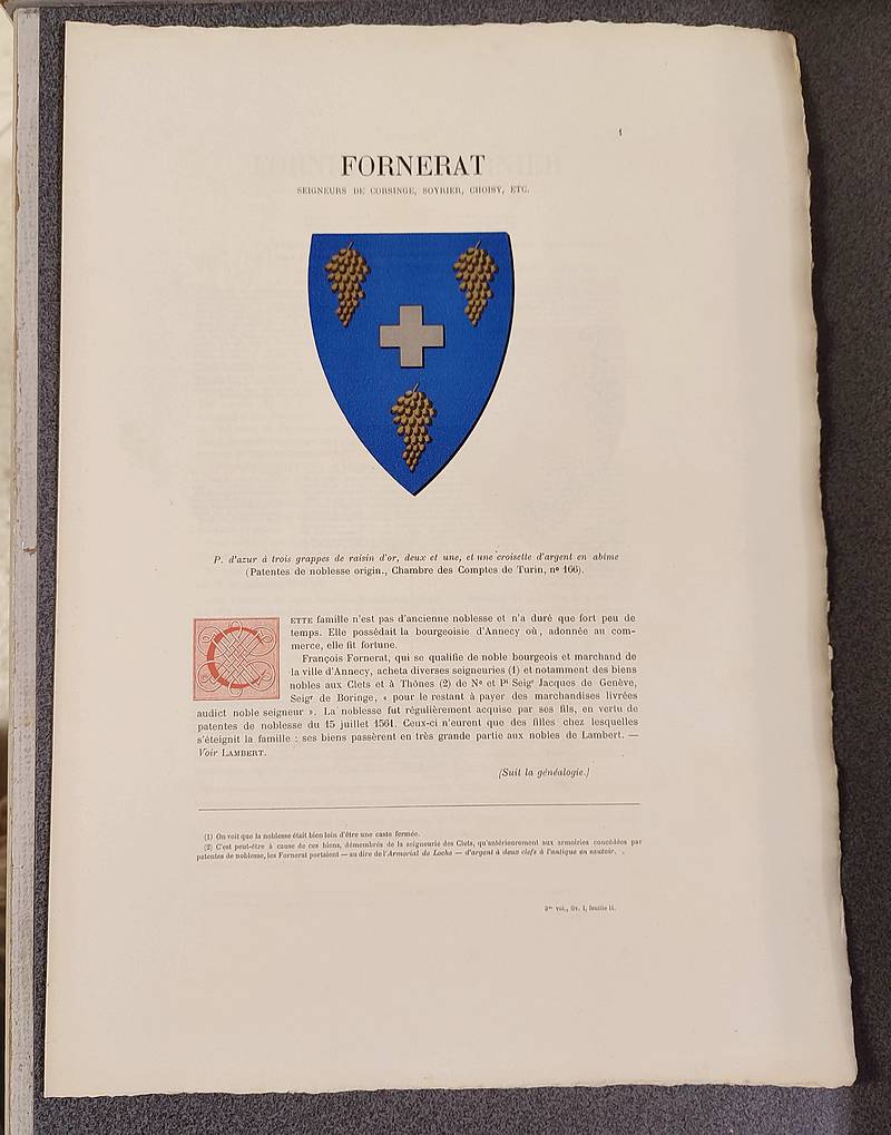 Armorial et Nobiliaire de l'Ancien Duché de Savoie (Tome III - livraison 1)
