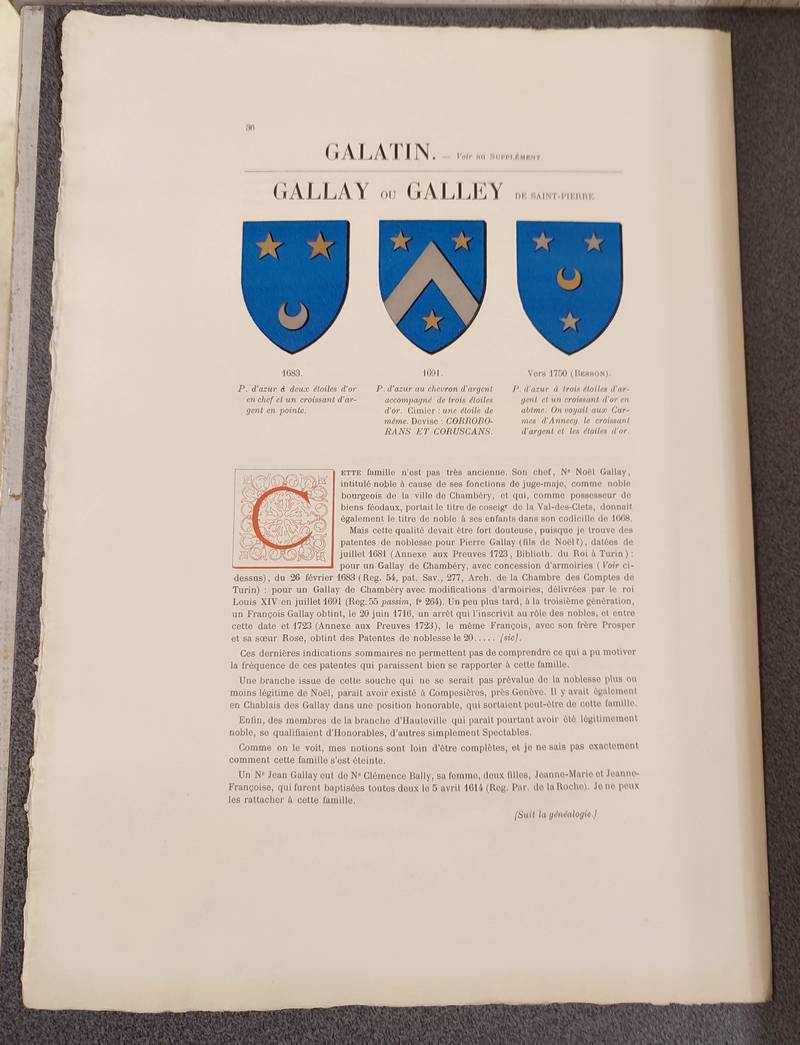 Armorial et Nobiliaire de l'Ancien Duché de Savoie (Tome III - livraison 3)