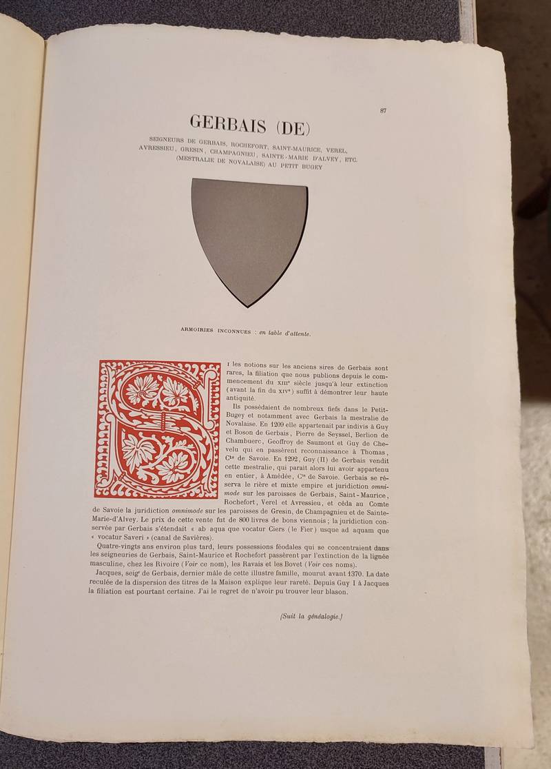 Armorial et Nobiliaire de l'Ancien Duché de Savoie (Tome III - livraison 6)