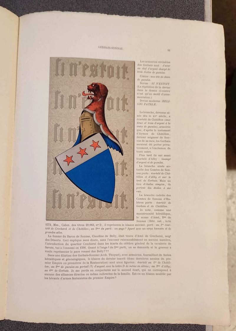 Armorial et Nobiliaire de l'Ancien Duché de Savoie (Tome III - livraison 6)