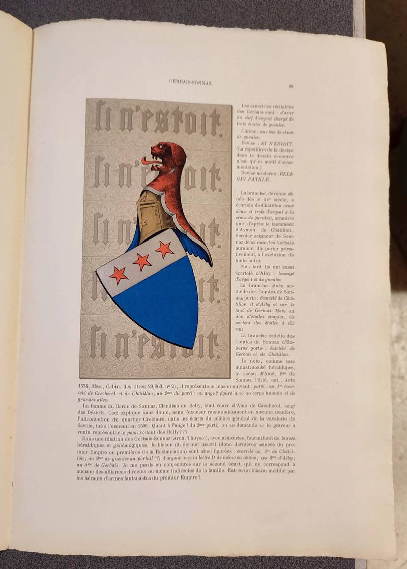 Armorial et Nobiliaire de l'Ancien Duché de Savoie (Tome III - livraison 6)