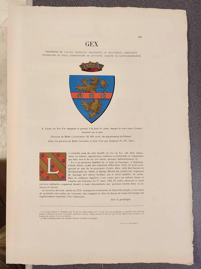 Armorial et Nobiliaire de l'Ancien Duché de Savoie (Tome III - livraison 8)