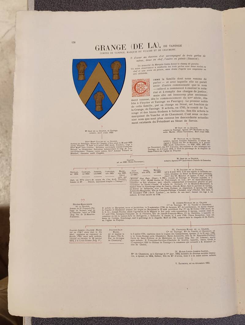 Armorial et Nobiliaire de l'Ancien Duché de Savoie (Tome III - livraison 9)