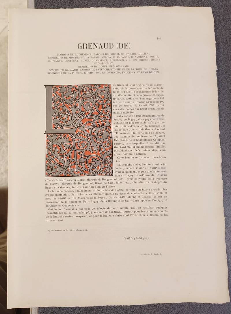 Armorial et Nobiliaire de l'Ancien Duché de Savoie (Tome III - livraison 10)
