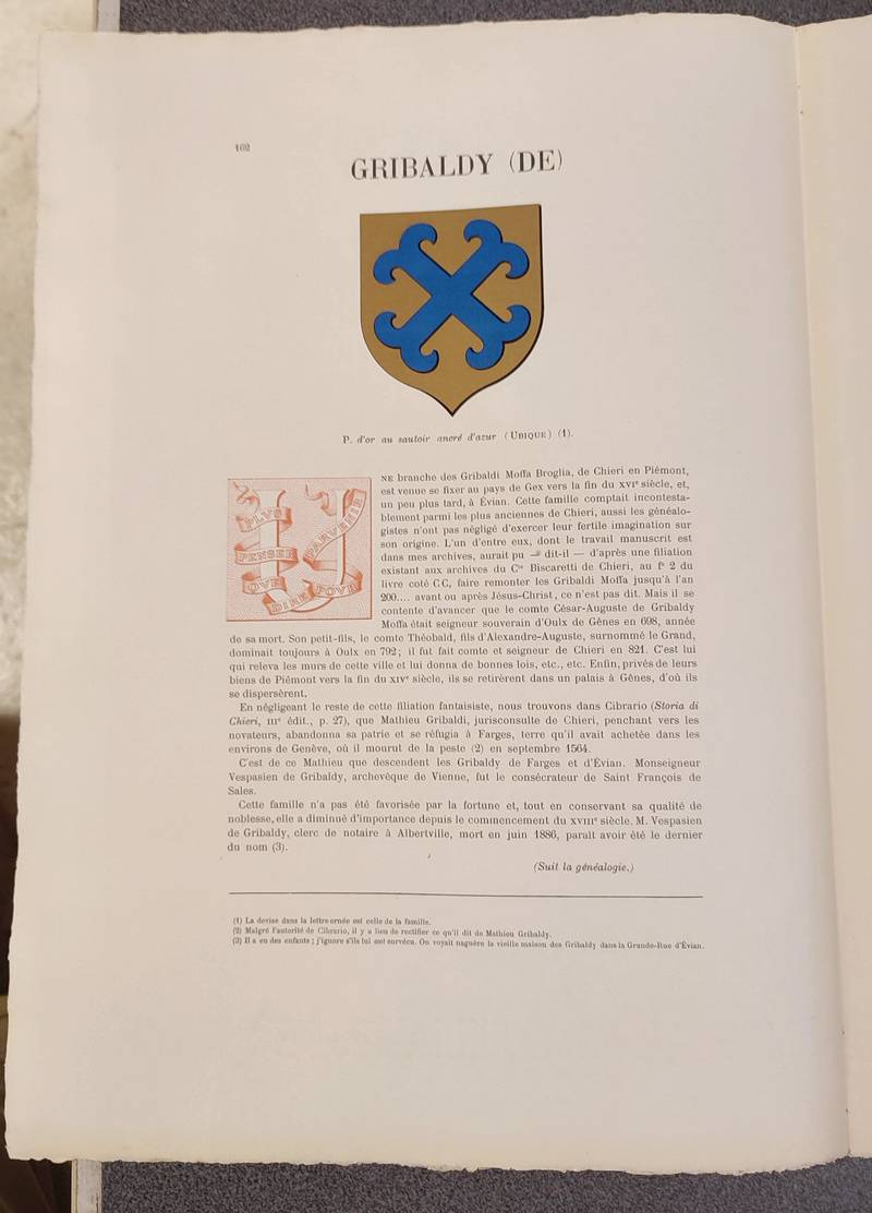 Armorial et Nobiliaire de l'Ancien Duché de Savoie (Tome III - livraison 11)