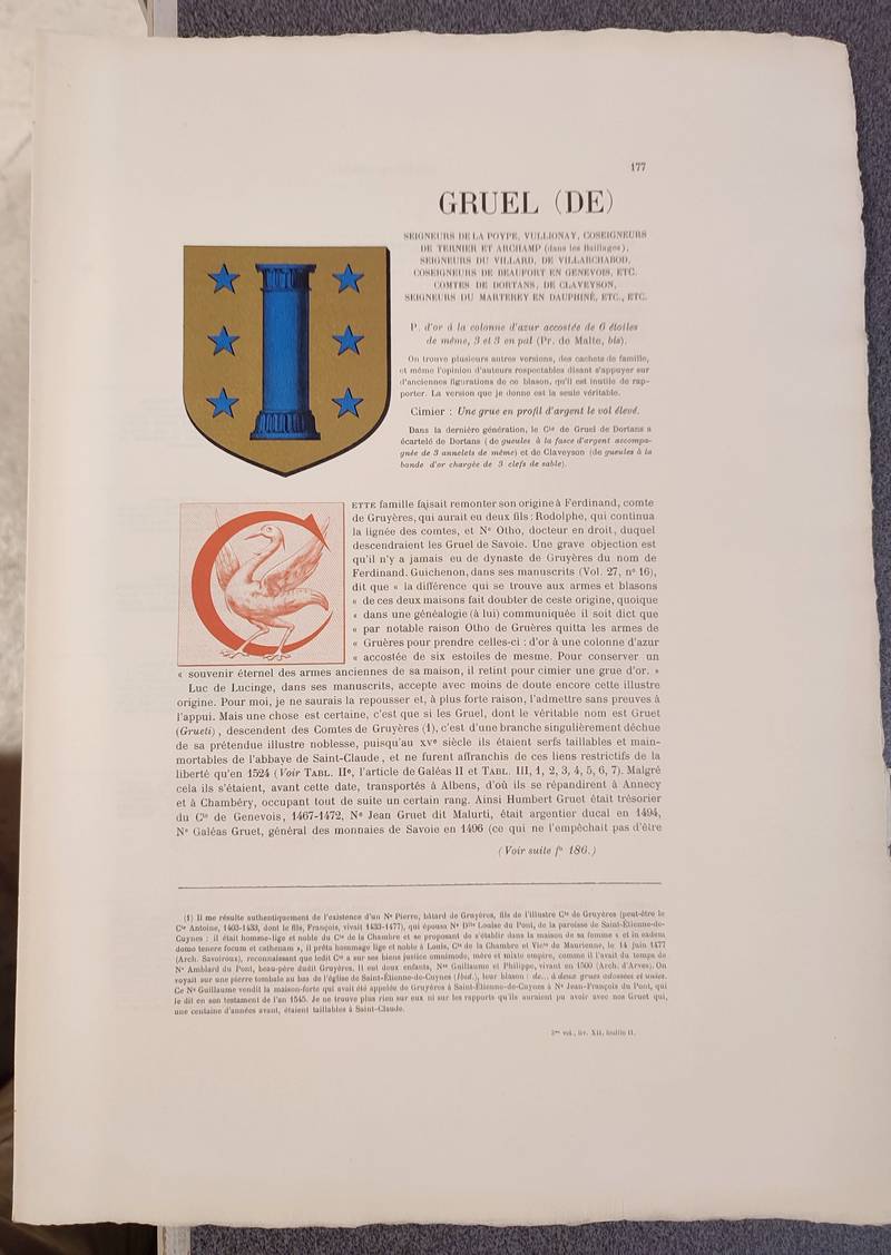 Armorial et Nobiliaire de l'Ancien Duché de Savoie (Tome III - livraison 12)