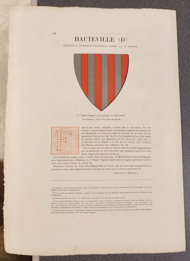 Armorial et Nobiliaire de l'Ancien Duché de Savoie (Tome III - livraison 13)