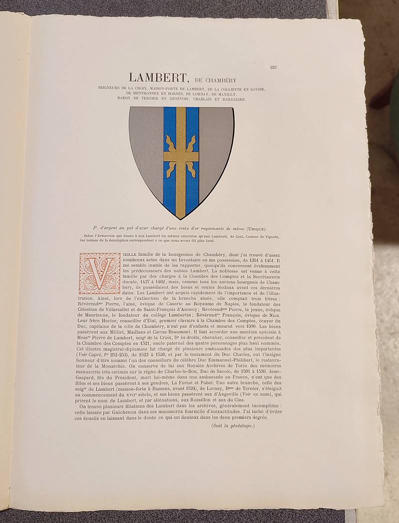 Livre ancien Savoie - Armorial et Nobiliaire de l'Ancien Duché de Savoie (Tome III - livraison 15) - Foras, Le Cte E. Amédée de