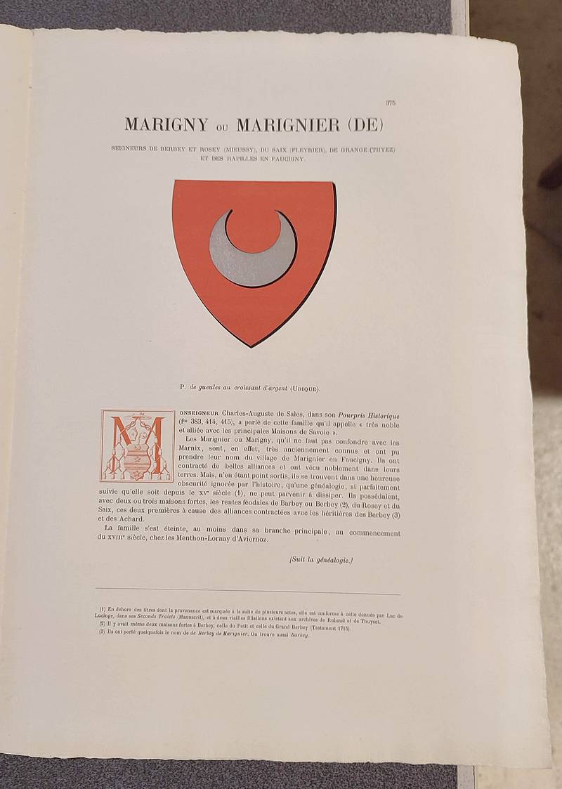 Armorial et Nobiliaire de l'Ancien Duché de Savoie (Tome III - livraison 24)