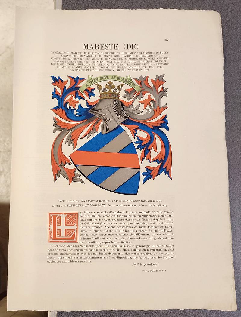 Armorial et Nobiliaire de l'Ancien Duché de Savoie (Tome III - livraison 24)