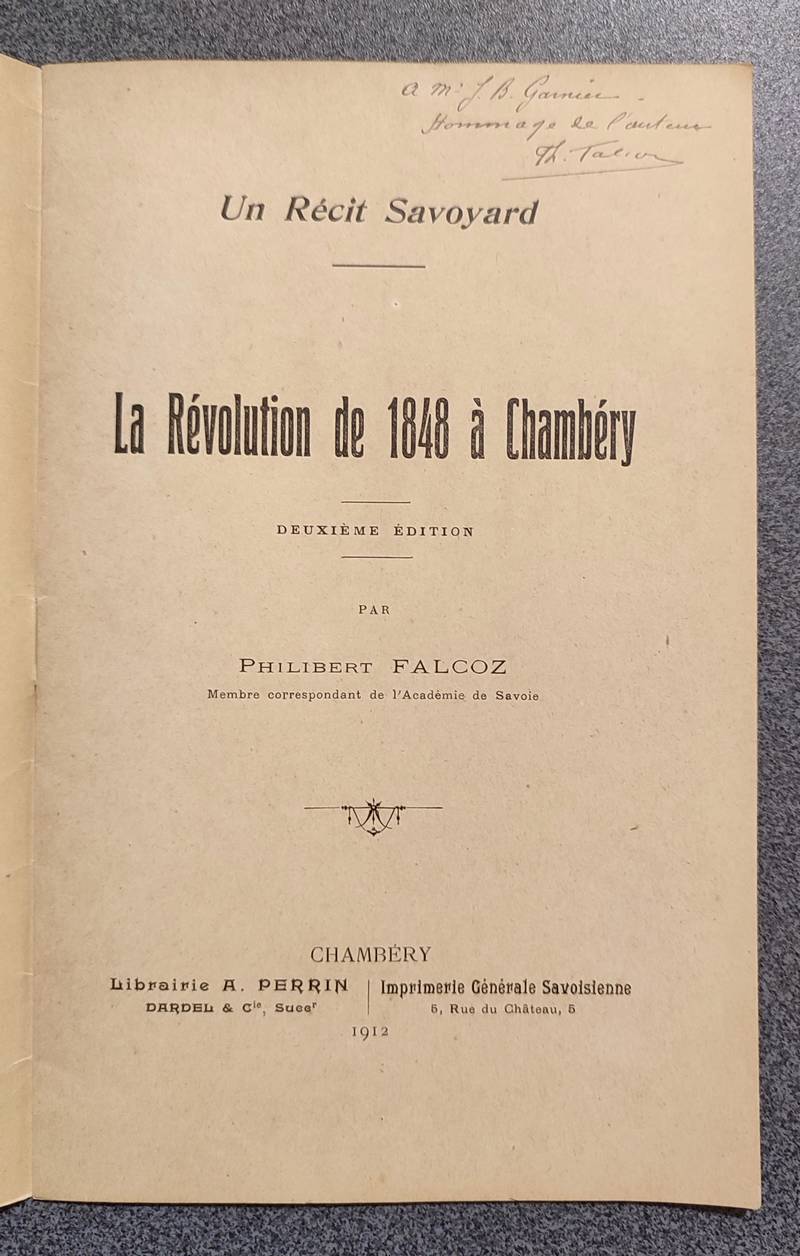 La Révolution de 1848 à Chambéry. Un récit savoyard