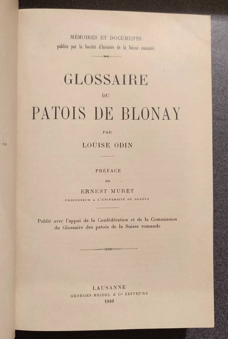 Glossaire du Patois de Blonay