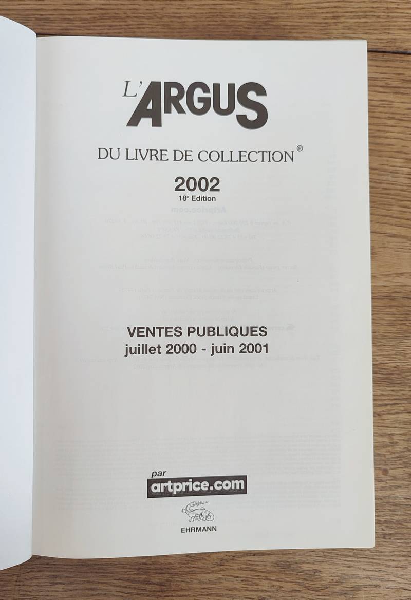 L'Argus du livre de collection - Ventes publiques Juillet 2000 - Juin 2001