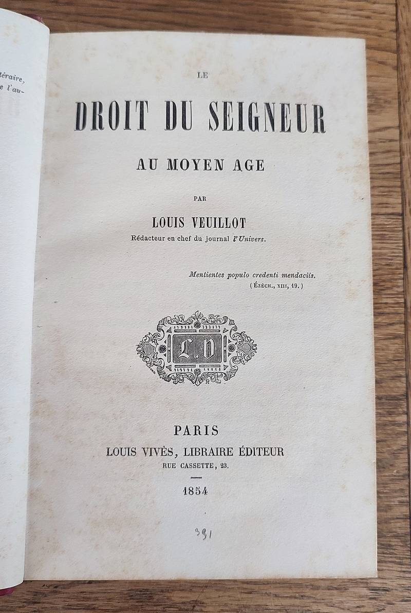 Le Droit du Seigneur au Moyen-age